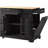 With trash bin storage cabinet, power outlets, internal storage shelves, 5-wheel mobile kitchen island, 3 drawers, 3 open shelves for 10-gallon trash can, black-1873634383