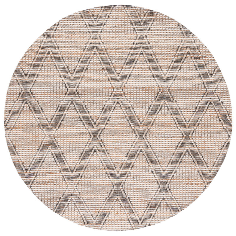 Tapis géométrique tissé à la main Bucknor, Rond 6 pi