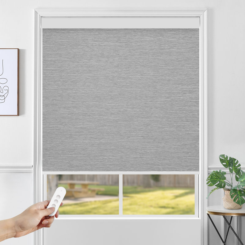 Masami Motorized Blackout Cordless Roller Shade, 46"W x 72"L, Gray