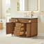 Meuble-lavabo simple Clarion de 48 po, couleur mangue brun, avec comptoir en pierre reconstituée blanche grainée, sans miroir.-1181307614