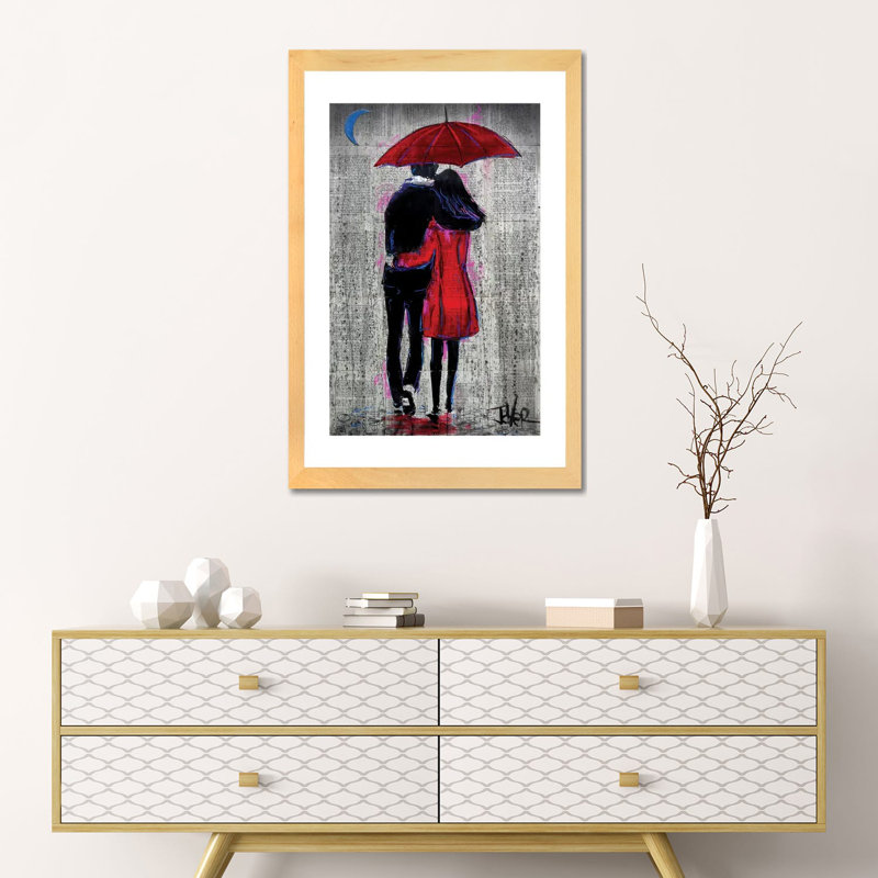 Une nuit à retenir par Loui Jover-impression d’art graphique, Toile avec cadre en bois beige, Blanc