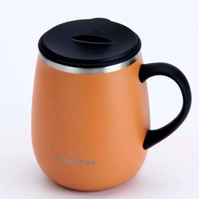 Grande tasse à café isotherme avec poignée - couvercle coulissant pour verre à vin 16 oz en verre résistant aux éclaboussures avec aspirateur à double paroi en acier inoxydable pour garder les boissons chaudes ou froides - perle