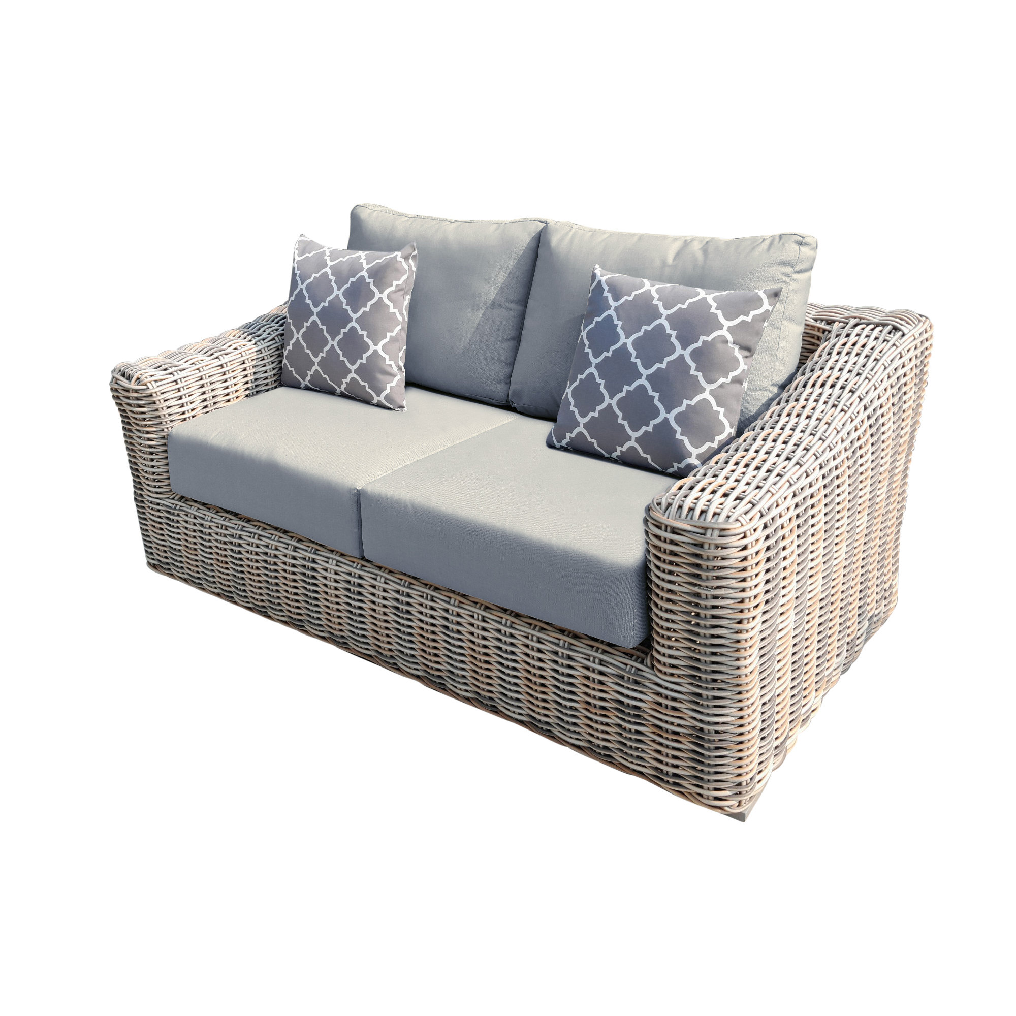 64.9'' Wide Wicker Loveseat with Cushions, Light Beige