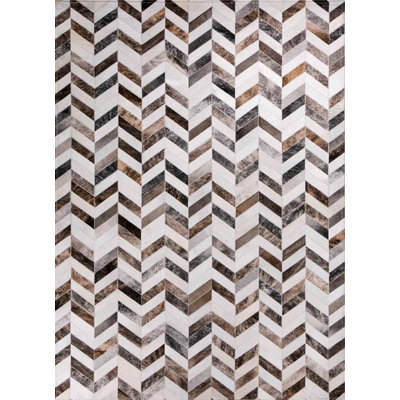 Tapis brun en patchwork de cuir de vache, tapis de salon en cuir de vache véritable de style champêtre, taille personnalisée disponible_3 x 5 pi