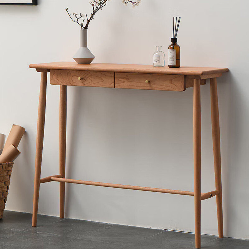 Console de style chinois simple classique brune, H 31,5 po x l 55,1 po x P 11,8 po, Bois naturel