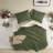 Luxury Waffle Knit Chenille Bedding Set, Full/queen, Ultra-soft Sherpa Reverse, Olive
