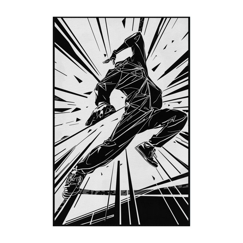 Tapis géométrique moderne lavable à la machine Orfelinda Hip Hop Dancer, 3 X 5