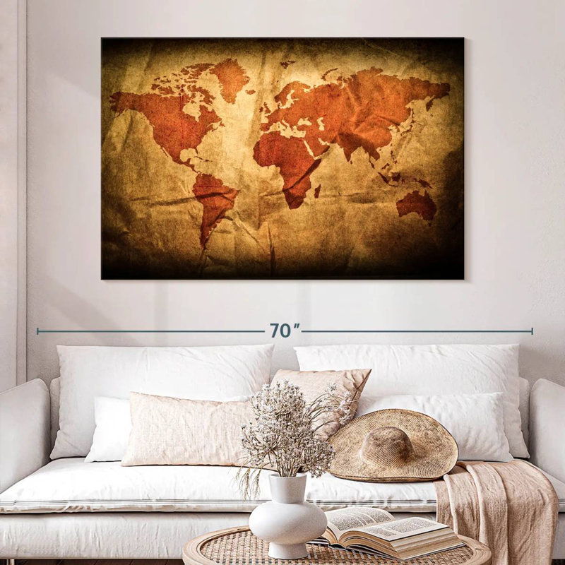 Aliaz Wrinkled World Map, 34" H x 51" W
