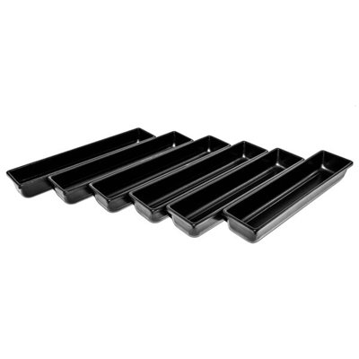 Présentoir à fruits et légumes en plastique noir à 6 marches avec poêles amovibles Marco Company - 41 po x 23 1/2 po WS-568VEG17341B