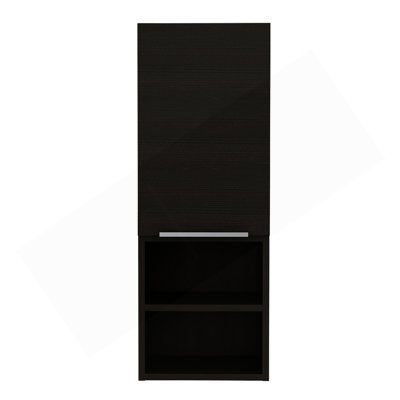 Bathroom Cabinet, Two Interior  Shelves, Two External Shelves, Single Door Cabinet -Black