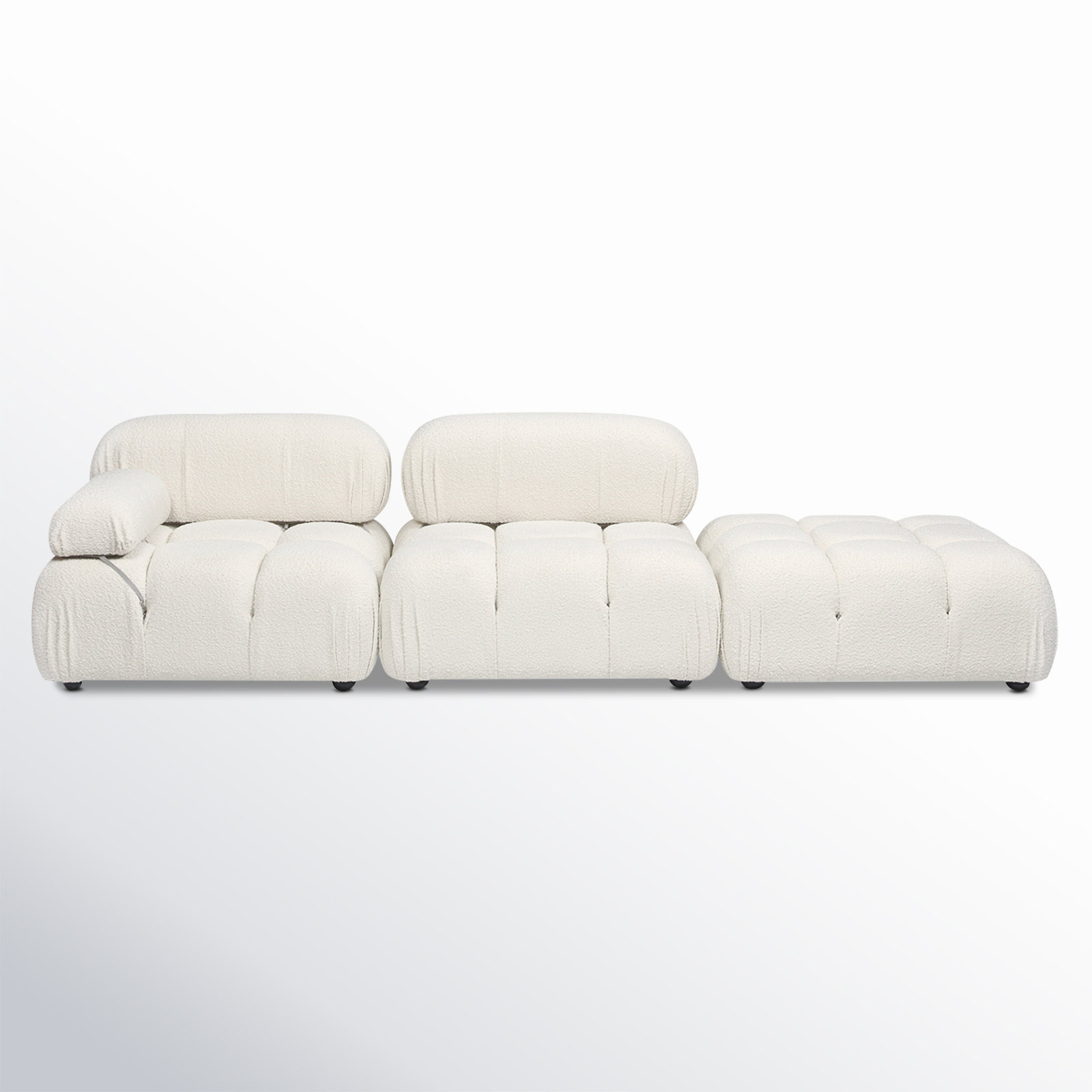 Sigma Upholstered Chaise Lounge, Ivory Boucle