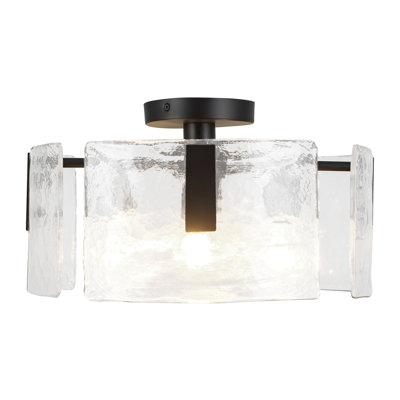 Eira 16-in Brushed Gold Semi-Flush Mount with Clear Water Glass