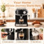 Machine à café espresso 20 bars, semi-automatique avec manomètre, buse vapeur, réservoir de 54 oz, noir et acier inoxydable