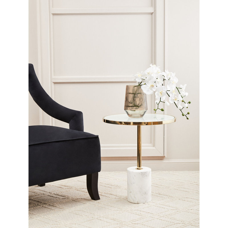 End Table, White/Gold