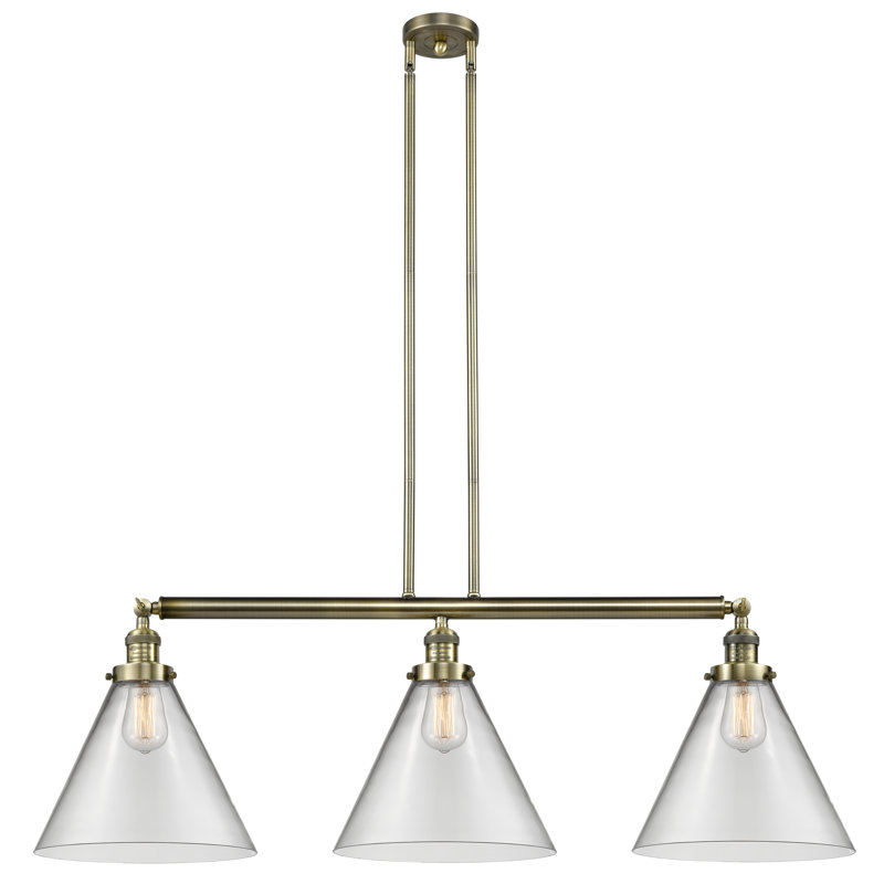 Pompa 3 - Light Kitchen Island Pendant, No Bulb Included, Clear, Satin Gold