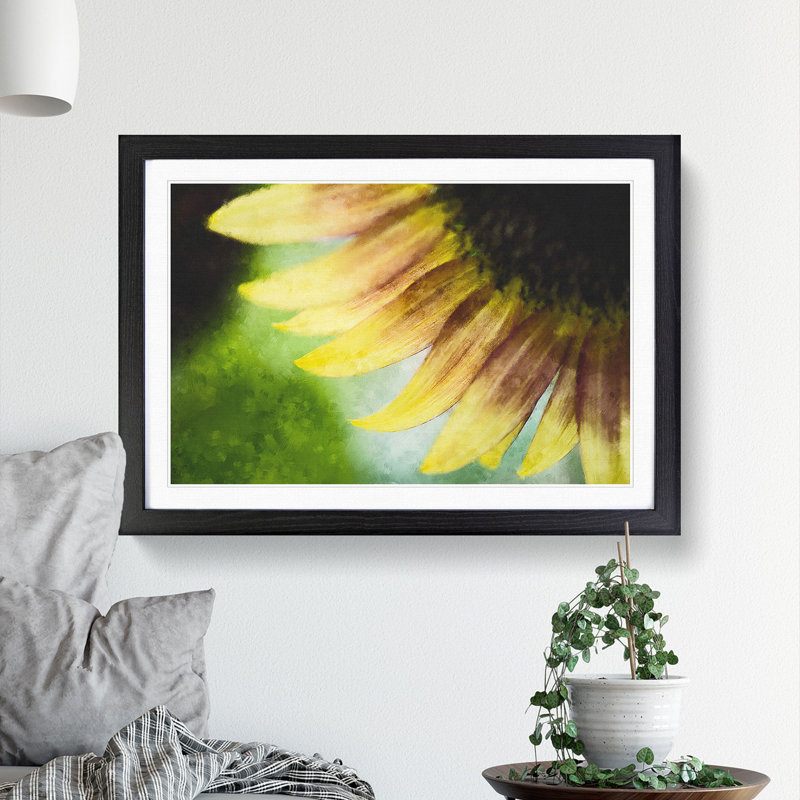 Sunflower Vol.1 - Picture Frame Painting, 48cm H x 65cm W x 2cm D, Black Framed
