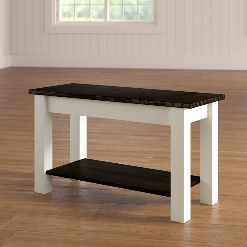 Mccardle Storage Bench, 17" H x 24" W x 12" D, Dark Walnut/Off White