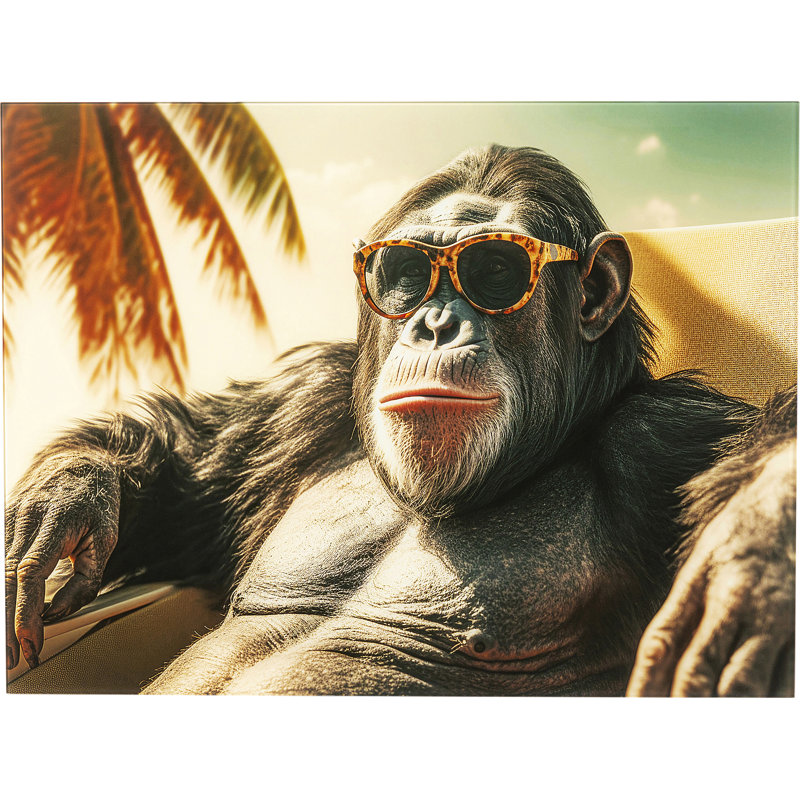 Holiday Monkey Photographic Art Print on Glass