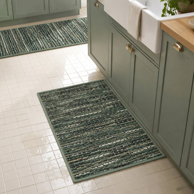 Vintage Farmhouse Kitchen Rug Set of 2, Washable Stain‑Resistant Non‑Slip Runner Mats with Rubber Backing, Indoor Floor Carpets for Kitchen, Entryway, Hallway & Laundry Room