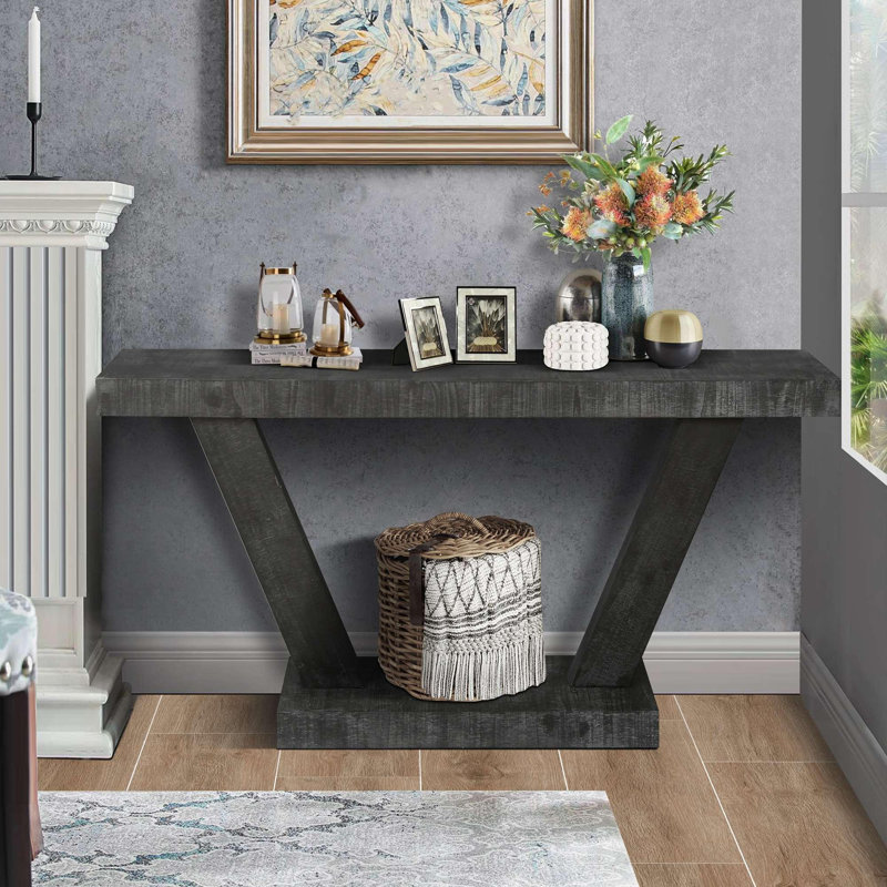 Console d'entrée en bois Vintage Shabby, Noir antique
