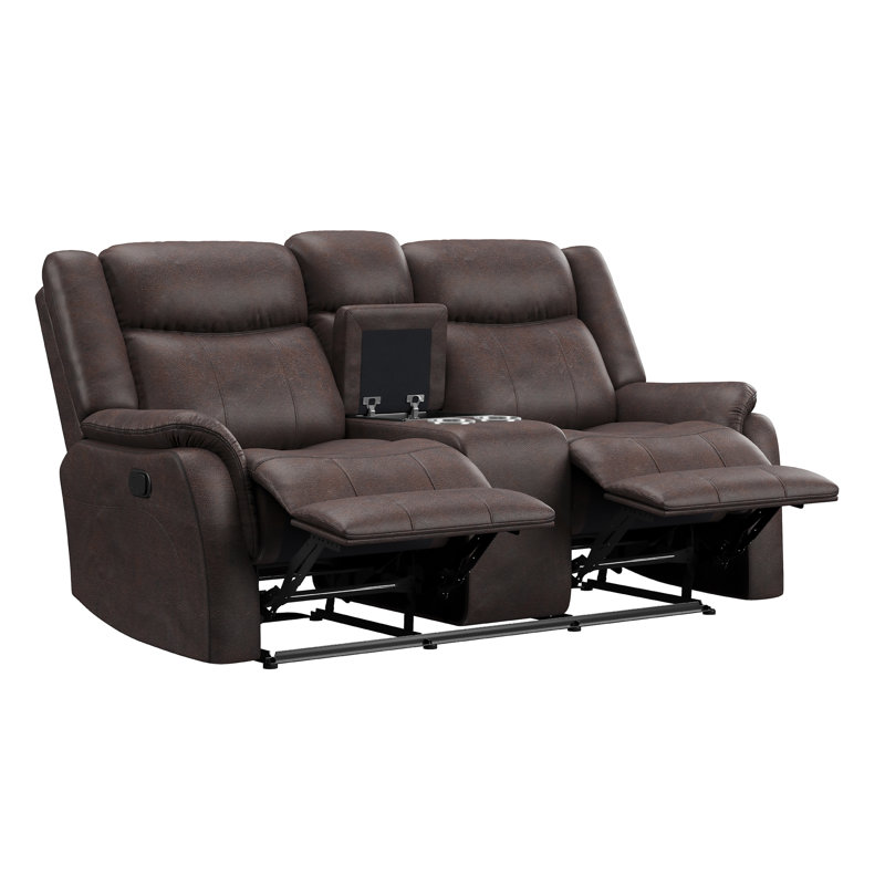 Causeuse inclinable avec console, microfibre polie brune
