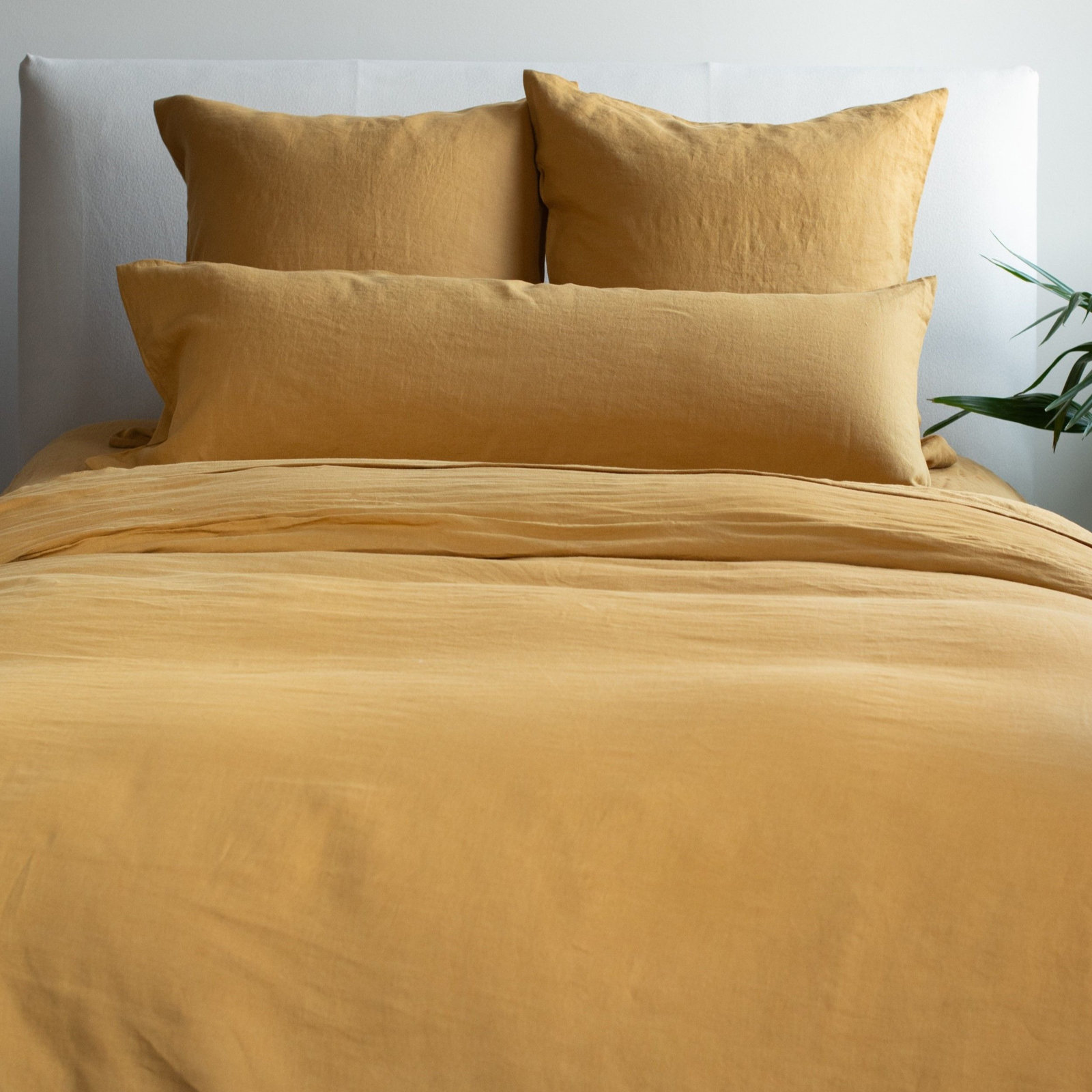 100% French Linen Pillow Sham, Honey, Square 26", Down Alternative