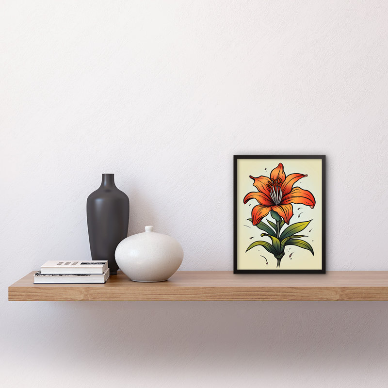 Parkgate Orange Lily Old School USA Tattoo Ink Body Art Rockabilly Americana - Single Picture Frame Print