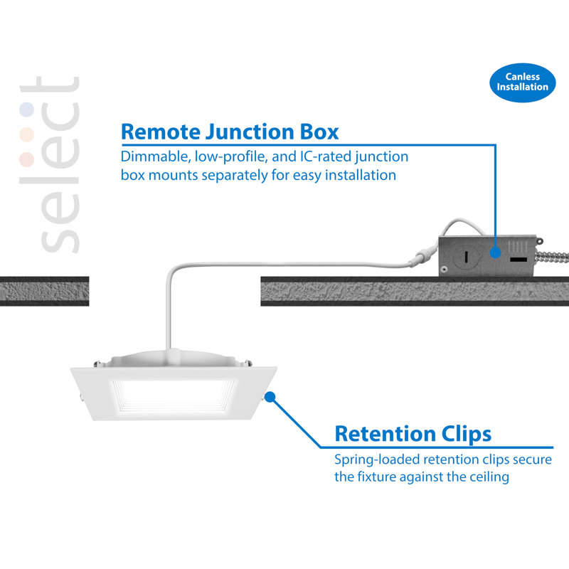 6'' White Selectable Color Temperature Dimmable LED Recessed Lighting Kit