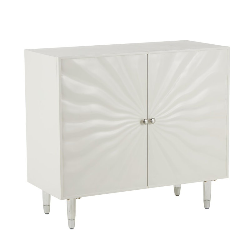 Cole And Grey Wooden 1 Shelf And 2 Doors Room Cabinet With Silver Knobs And Legs