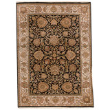 Hand Knotted Wool Area Rug in Black And Ivory