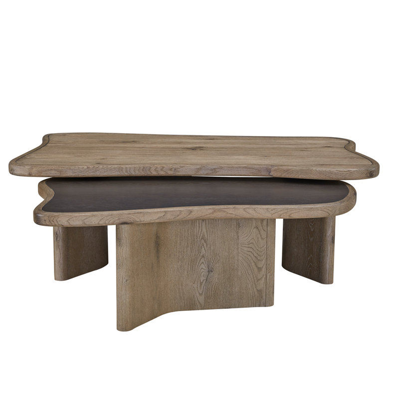 English Knotty Oak Nesting Cocktail Table