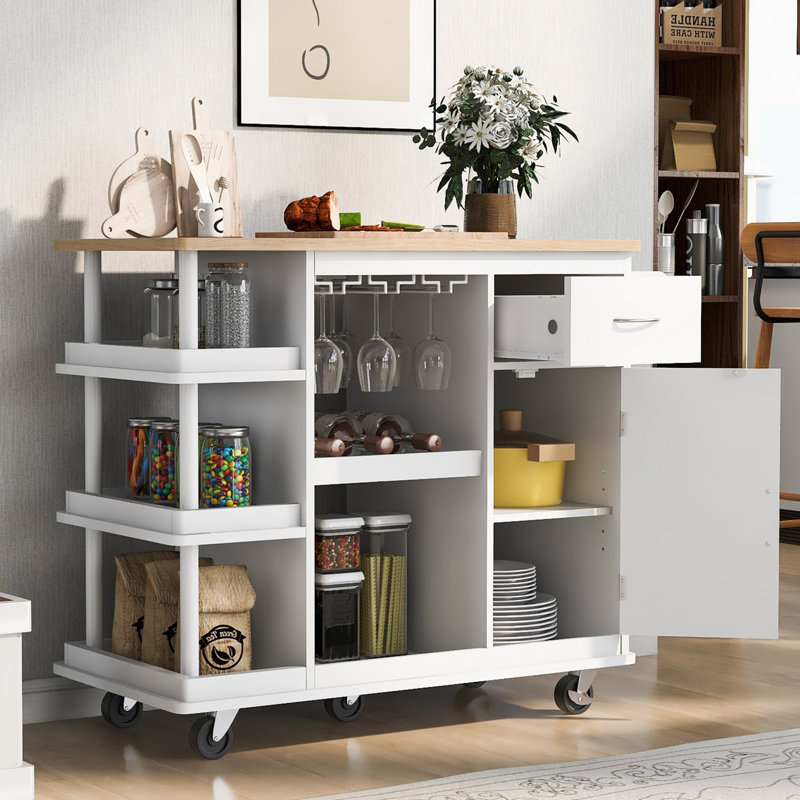 Armoire de chariot de cuisine polyvalente avec tablettes de rangement latérales