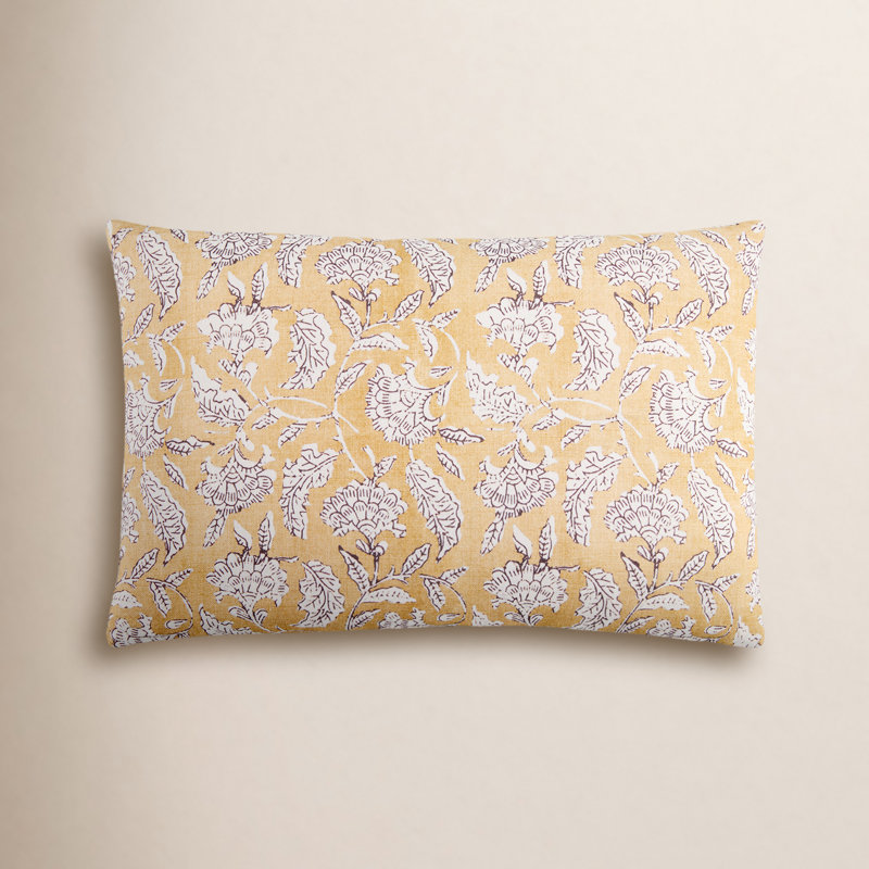 Erica Caigan Accent Pillow, Polyester, Mustard/White