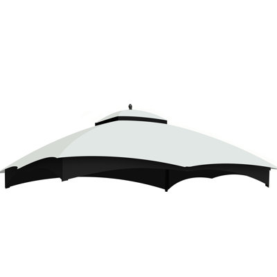 Replacement Canopy Top For Gazebo 10X12, White, Protected, Water-Repellent, Fade , With Air Vent And 2 Drain Holes, Ventilation Drainage White
