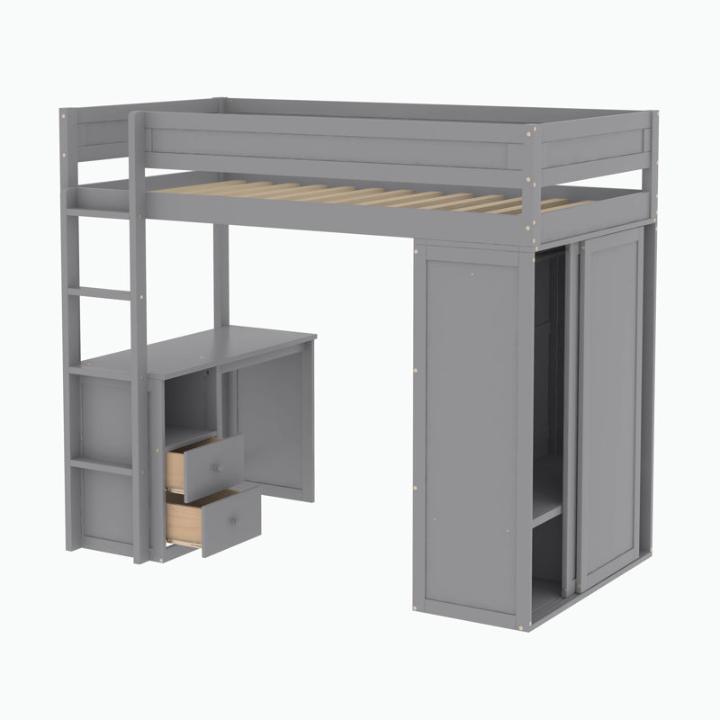 Lit mezzanine simple Madisen Kids, gris
