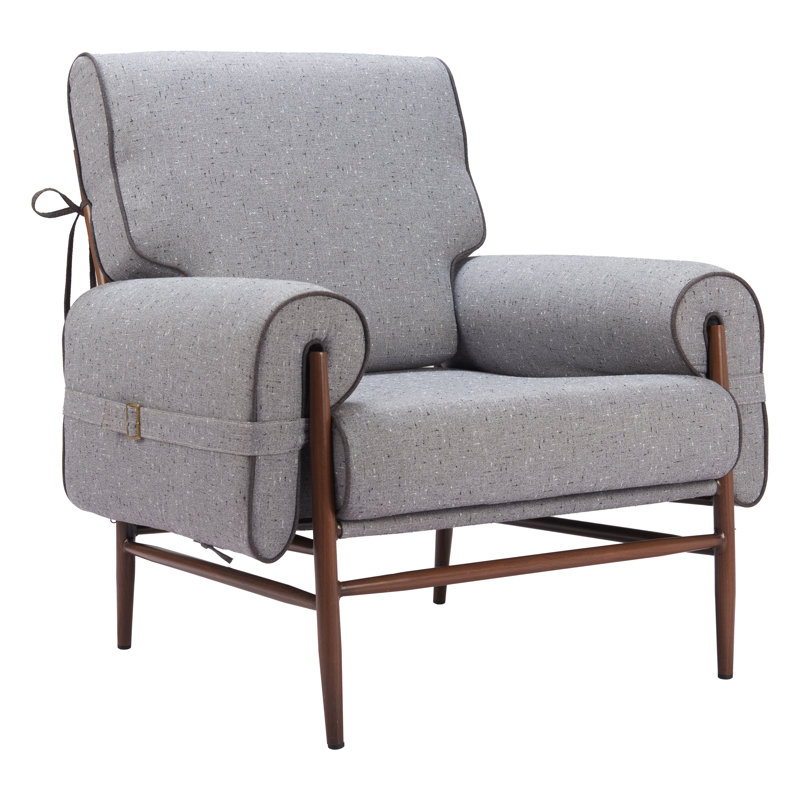Gray Polyester and Metal Contemporary Accent Chair