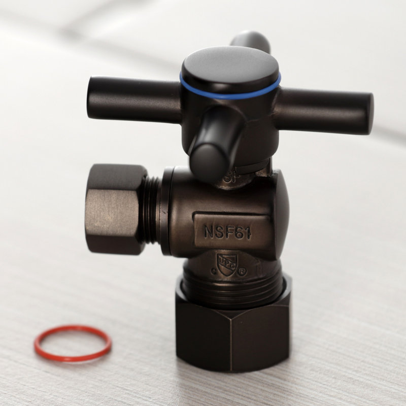 Kingston Brass Concord 5/8-Inch OD Comp x 3/8-Inch OD Comp Quarter-Turn Angle Stop Valve, Oil Rubbed Bronze