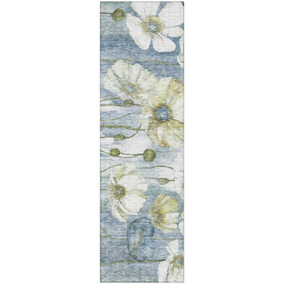 Premium Machine Washable Prisco Blue Rug