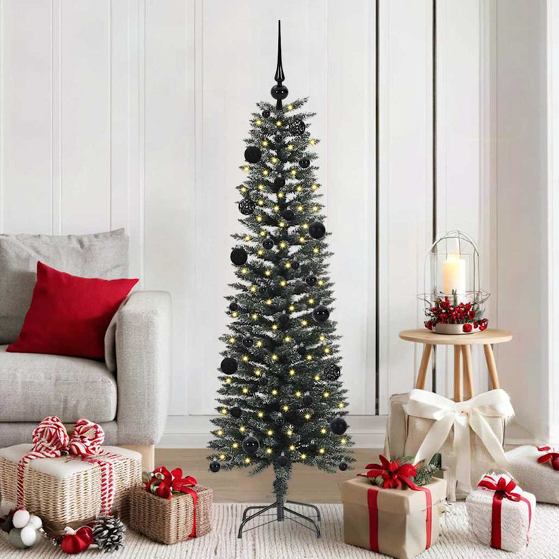 Artificial Christmas Tree with 150 LEDs Green 43 x 43 x 150 cm, Black