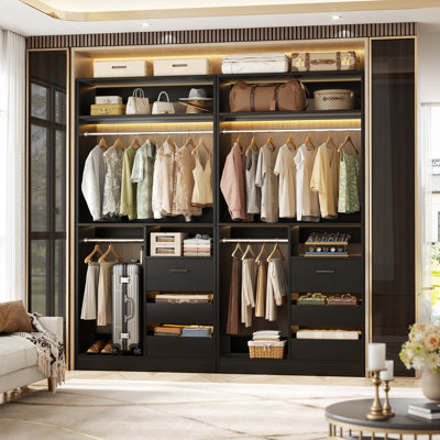 6-Drawer Shoe Cabinet With 72" Wide Closet & Dual Hanging Rods