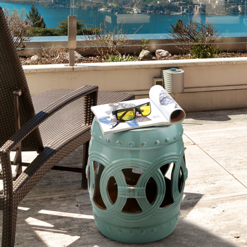 Lot de 2 chaises de piscine d'extérieur, tabouret de jardin en céramique élégant et fonctionnel avec un design d'anneaux noués, un élément unique et attrayant