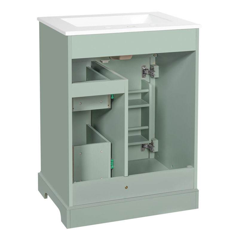 Meuble-lavabo 24 po avec lavabo et rangement polyvalent, Vert