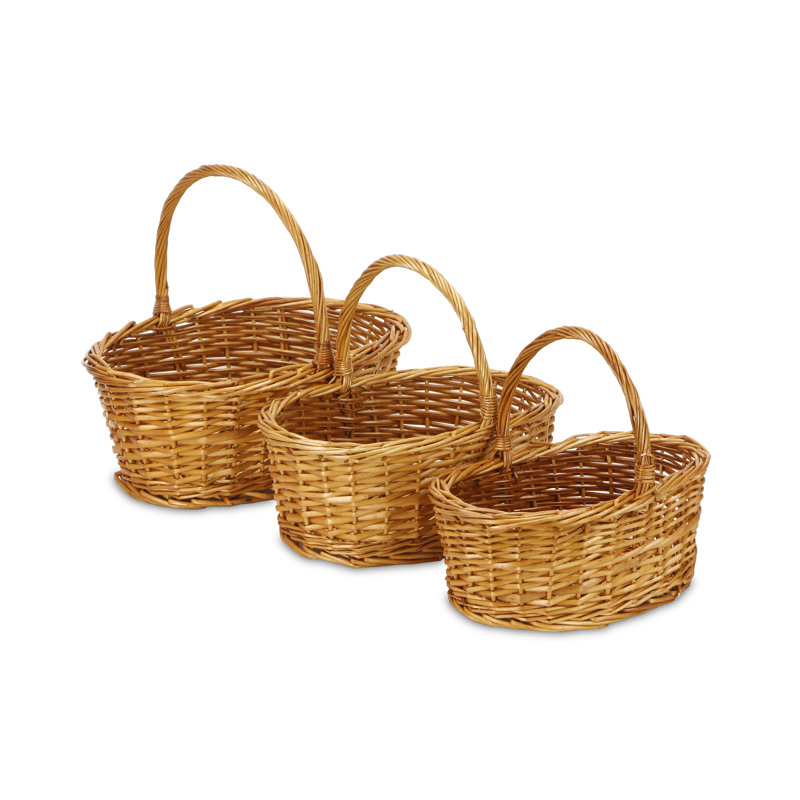 Ensemble de paniers 3 pièces en osier, Brun moyen