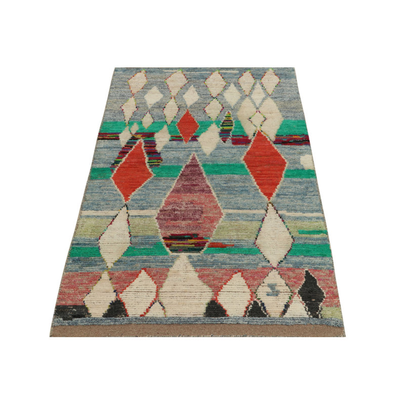 Moroccan Hand Knotted Silk Area Rug, Rectangle 5' x 8'