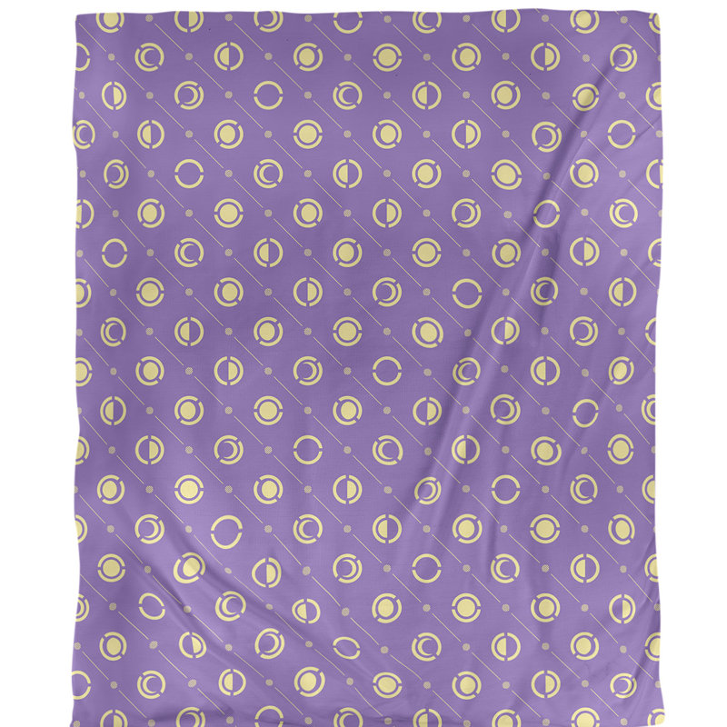Housse de couette simple Moon phases, Housse de couette pour très grand lit, Mauve/jaune, Polyester brossé