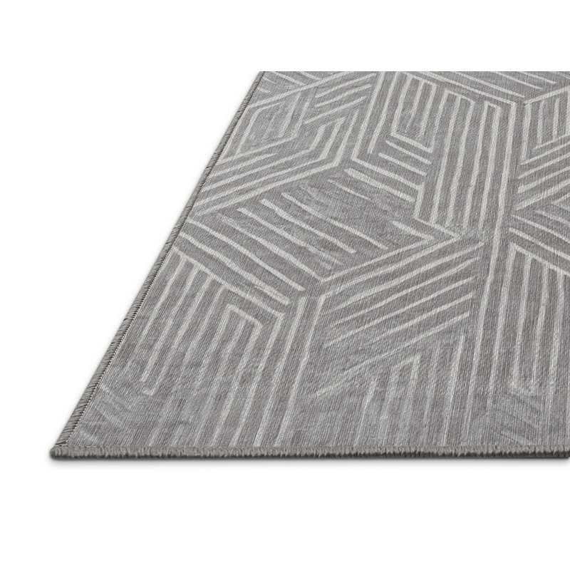 Machine Washable Gray Area Rug, Square 8'