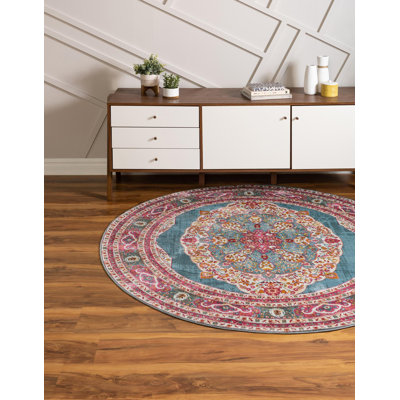 Tapis contemporain Mulvihill de couleur bleu sarcelle