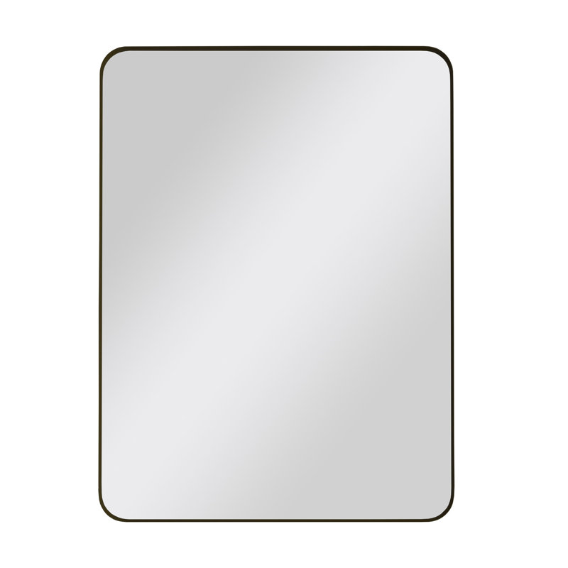 Miroir de salle de bain en métal avec cadre en métal noir 24 po x 36 po - élégant pour la chambre à coucher, le salon et la salle de bain rectangulaire élégante