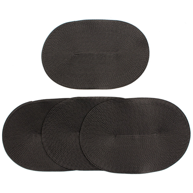 Falito Solid Colour Oval Placemat, Charcoal