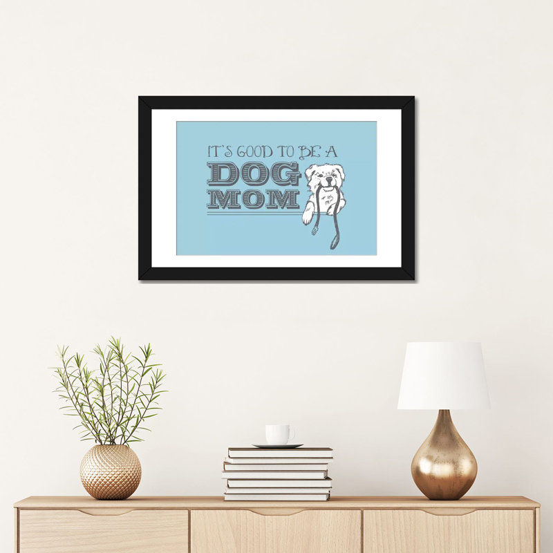 « dog maman greeting card », impression sur toile, H 16 po x l 24 po x P 1 po, Papier d'art encadré noir, Blanc